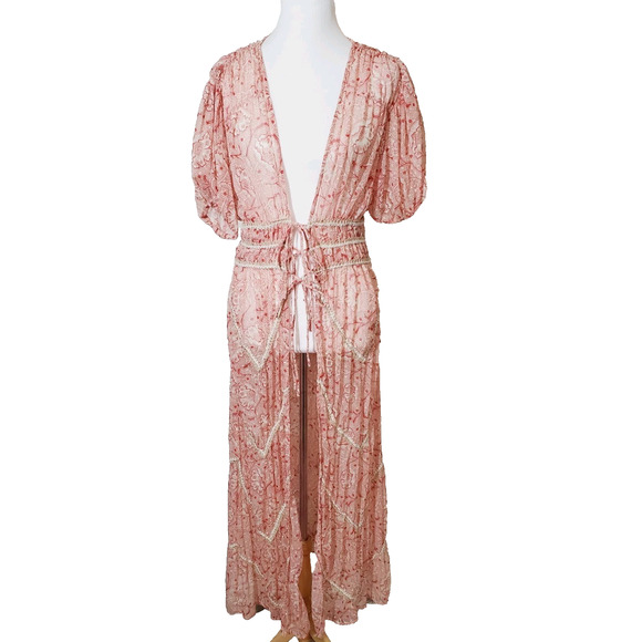 Anthropologie Womens Large P Forever That Girl Maxi Open Front BOHEMIAN Feminine - Picture 4 of 15